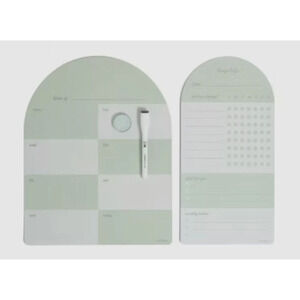 U BRANDS Magnetic Planner Set 2 Pack Dry Erase Green Planner For Fridge s2